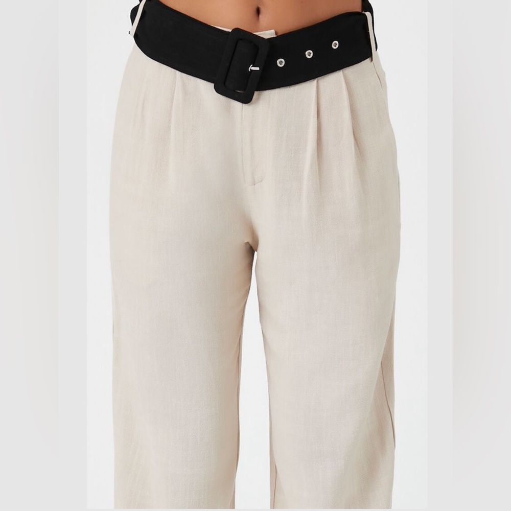 Belted Striaght leg linen pants